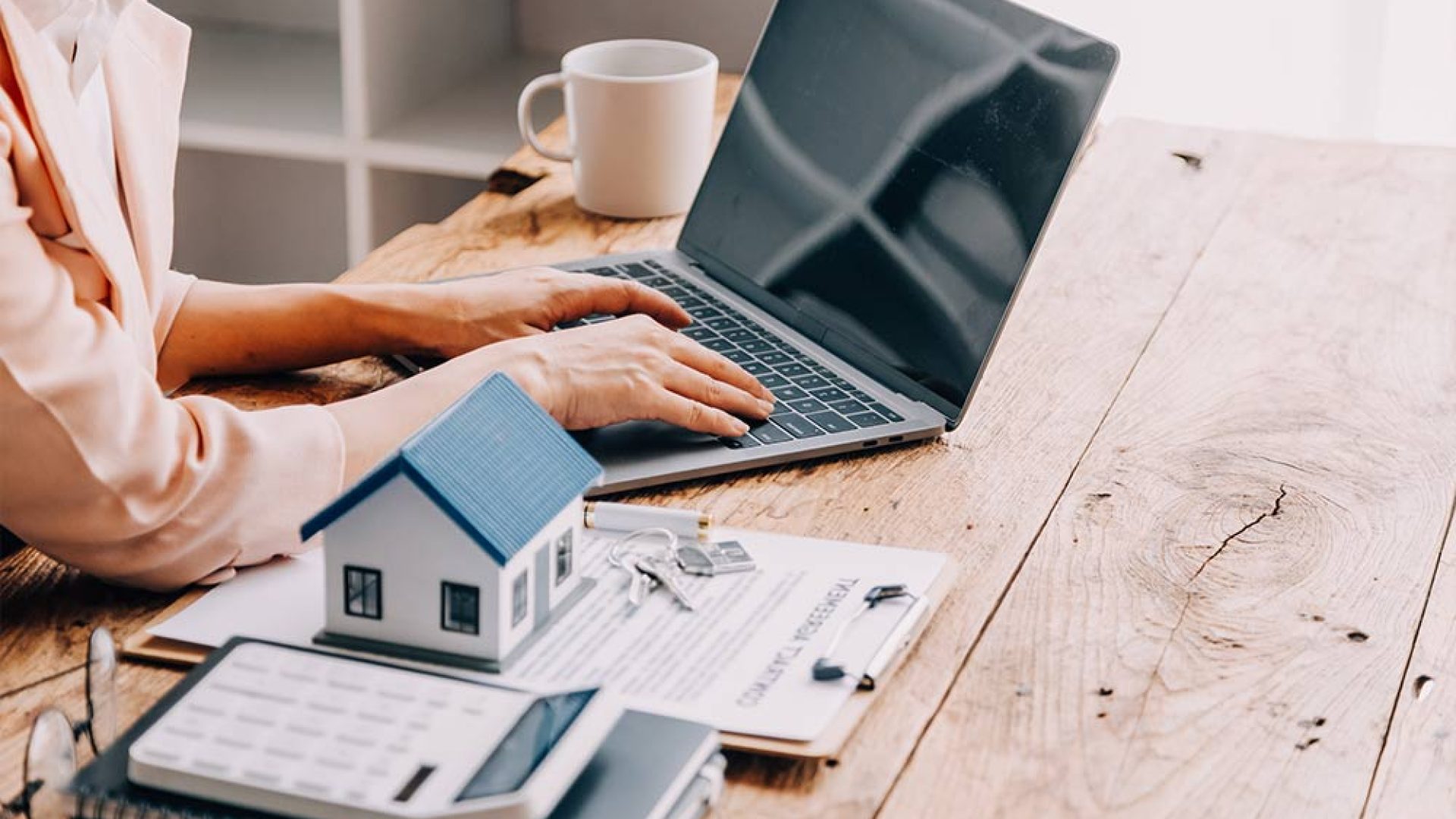 real-estate-broker-agent-presenting-consult-customer-decision-making-sign-insurance-form-agreement-buy-sell-home-model-concerning-mortgage-loan-offer-house-insurance